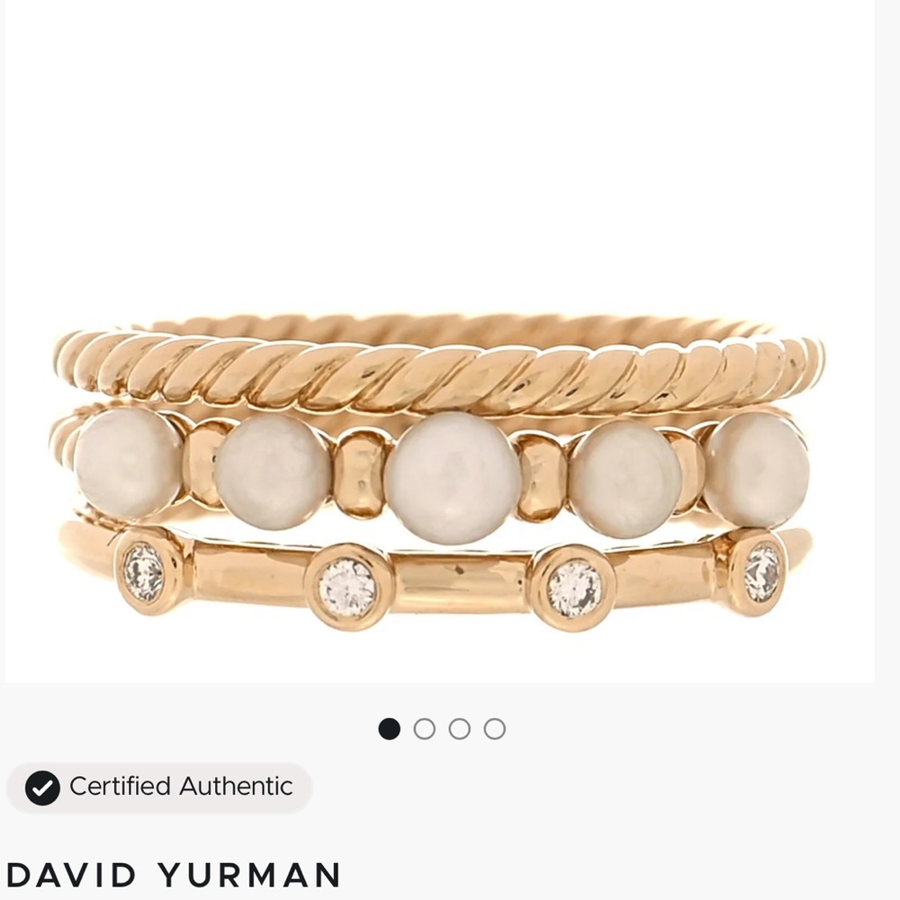 David Yurman Gold and Pearl Diamond Ring size 6
